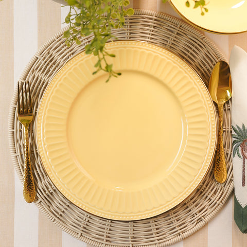 Set of 2 Yellow Ceramic Dinner Plates