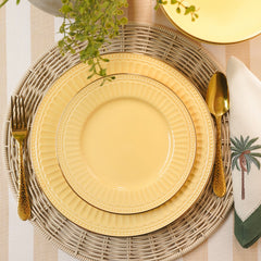 Set of 2 Yellow Ceramic Dessert Plates