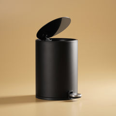 Black Steel Round Pedal Waste Bin with Lid