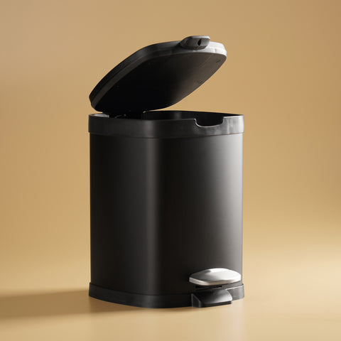 Black Steel Square Pedal Waste Bin with Lid
