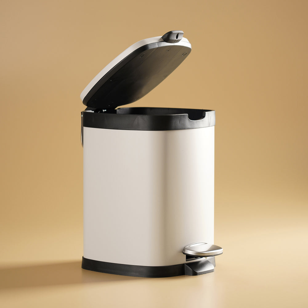 Black & White Steel Square Pedal Waste Bin with Lid
