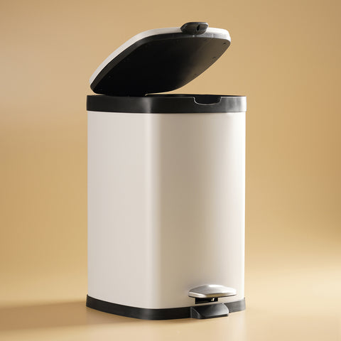 Black & White Steel Square Pedal Waste Bin with Lid
