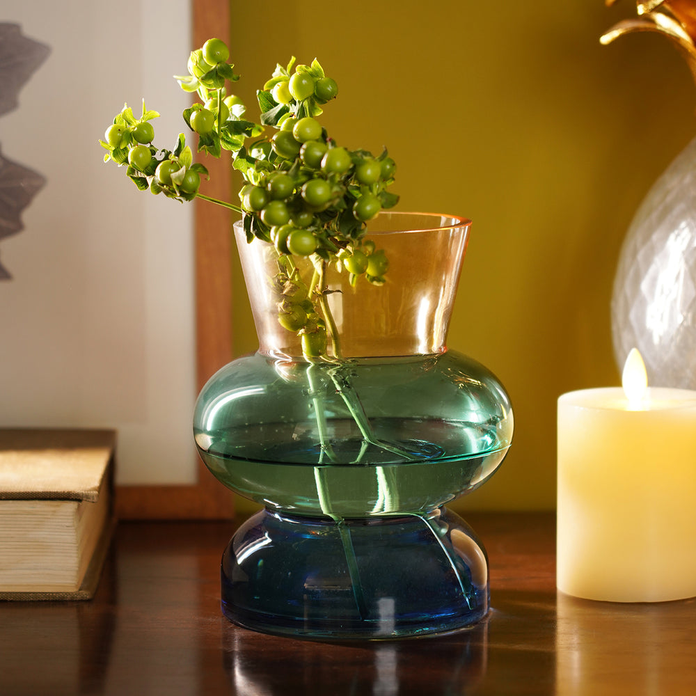 Amber Multi Shaped Glass Vase