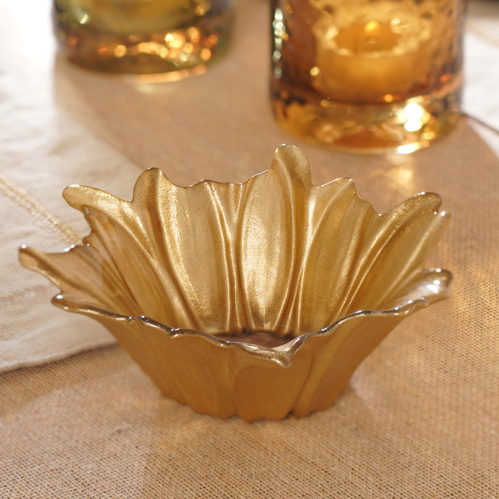 Gold Ombre Flower Shaped Serving Bowl - Small