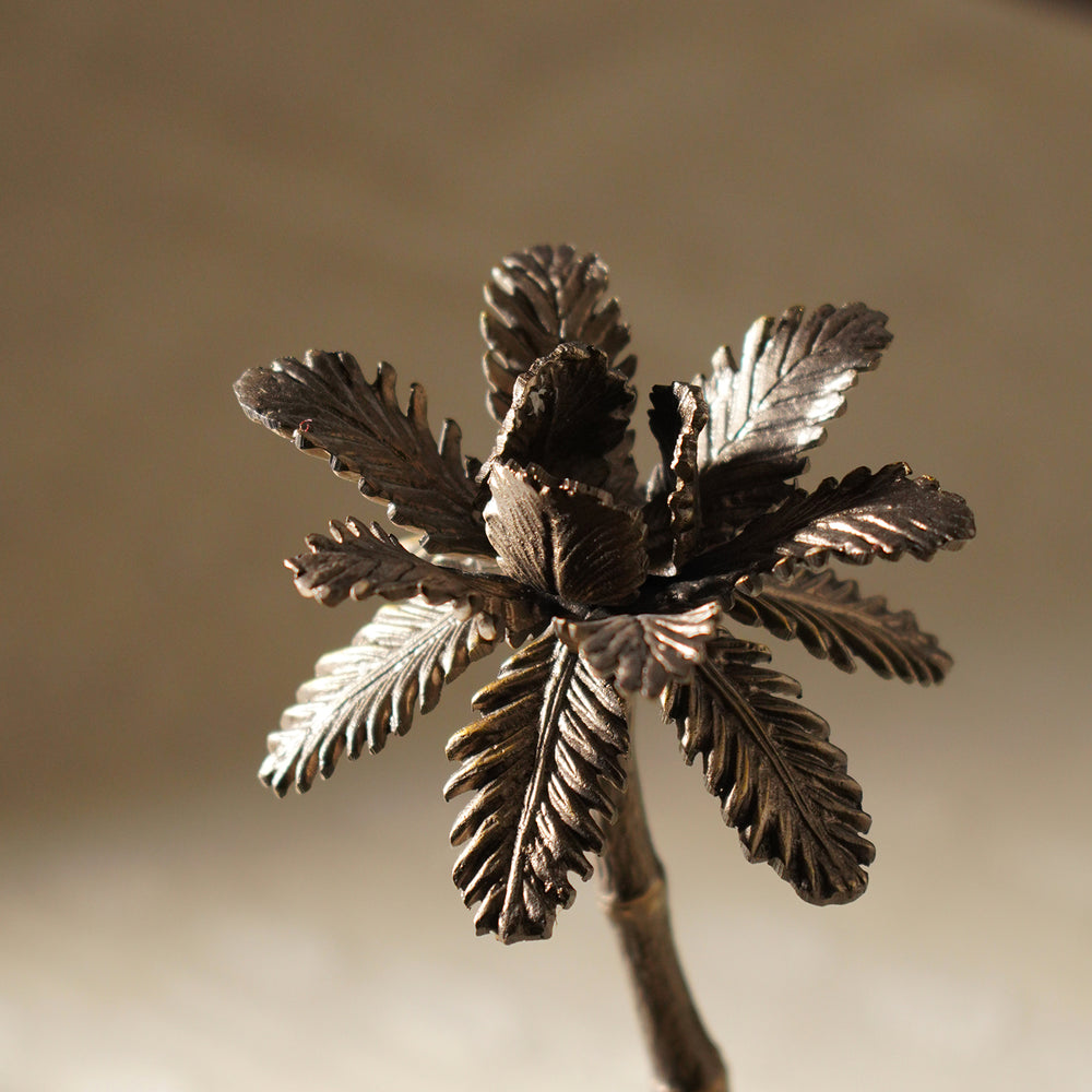 Brown Bronze Finish Palm Tree Candle Holder - Small