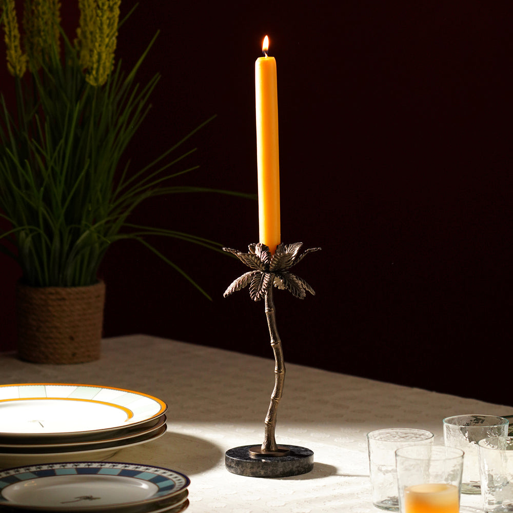 Brown Bronze Finish Palm Tree Candle Holder - Large