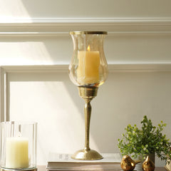 Amber Glass Hurricane Candle Holder
