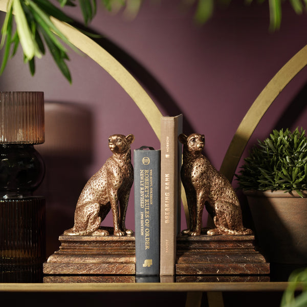 Gold Polyresin Cheetah Book Ends