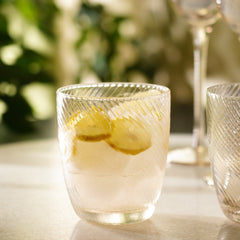 Set of 2 Light Amber Swirl Textured Drinking Glasses