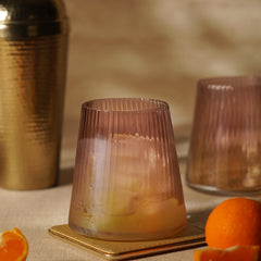 Set of 2 Amber Ombre Ribbed Texture Drinking Glasses