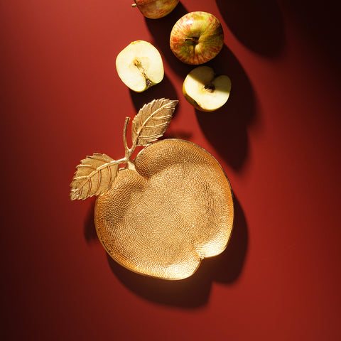 Gold Apple Shaped Textured Decorative Platter