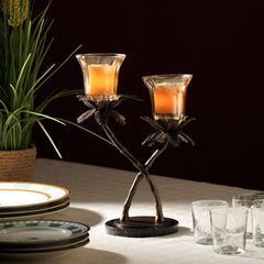 Brown Bronze Finish Dual Palm Tree Votive