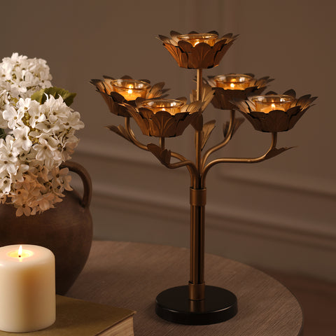 Shop Bronze Lotus Shaped Arm Candelabra at Best Price Online in India
