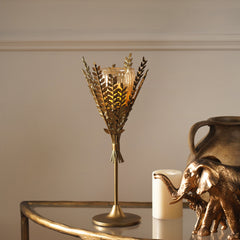 Gold Leaf Shaped Glass Votive Holder - Large