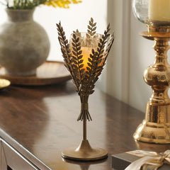 Gold Leaf Shaped Glass Votive Holder - Small
