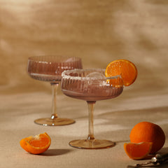 Set of 2 Amber Ombre Ribbed Textured Coupes