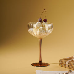 Set of 2 Light Amber Ombre Ribbed Coupes