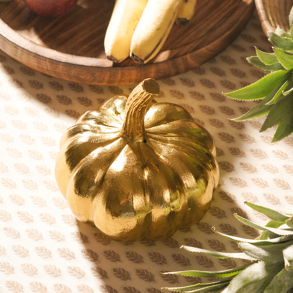 Gold Metal Pumpkin Decor Accent