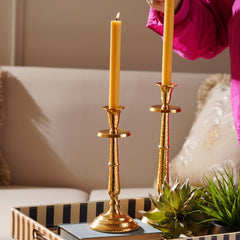 Gold Tall Hammered Candle Holder - Small