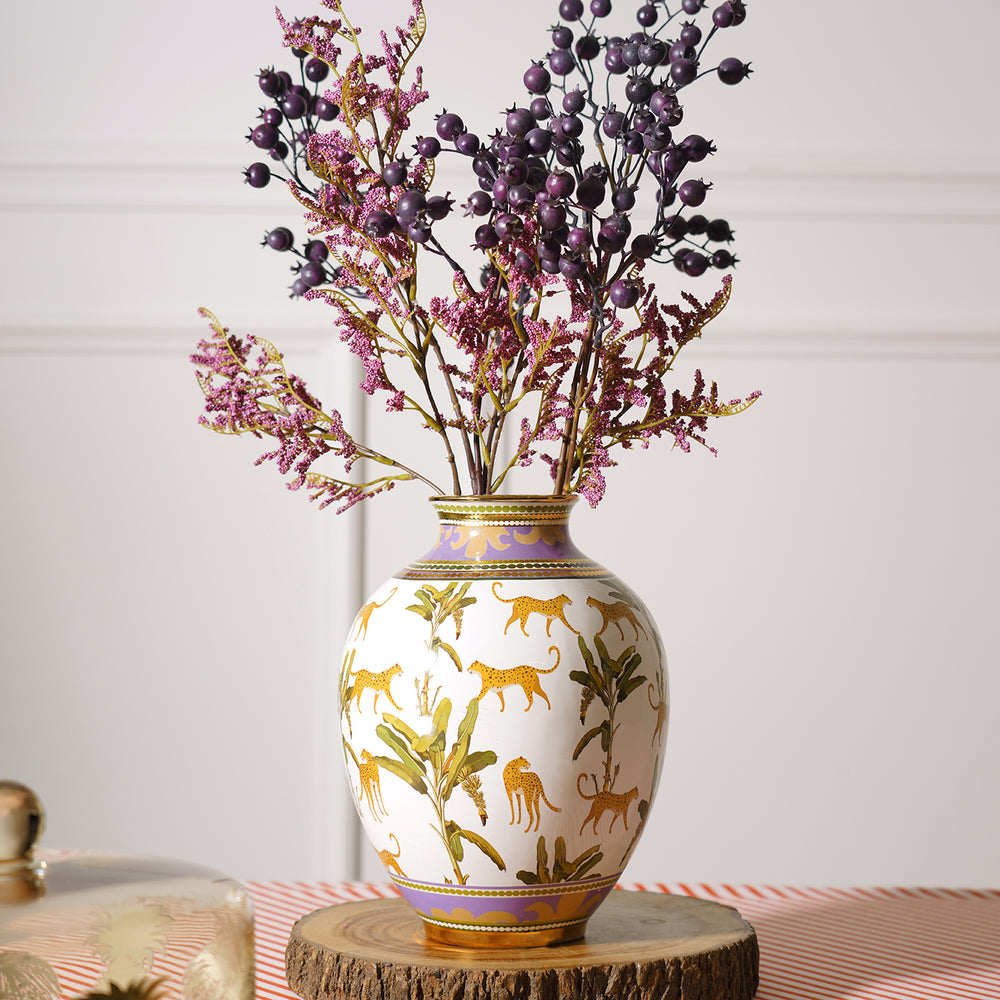 Ivory Leopard Ceramic Vase