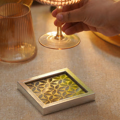 Gold & Silver Lazer Cut Faux Leather Coaster