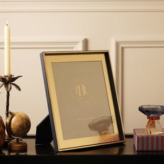 Navy Faux Leather Hammered Photo Frame