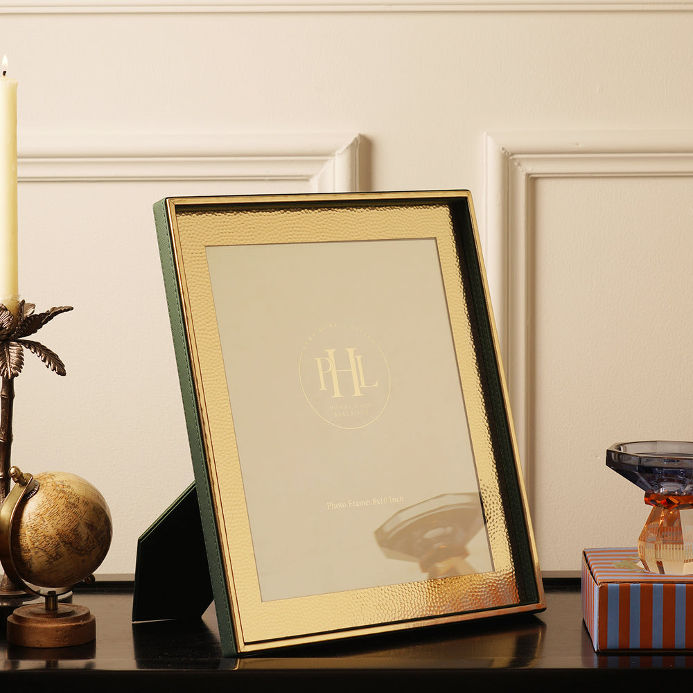 Green Faux Leather Hammered Photo Frame - Large