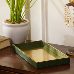 Green Faux Leather Hammered Rectangle Platter