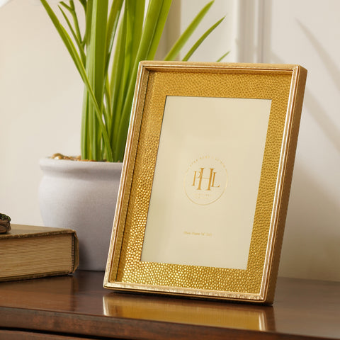 Gold Faux Leather Hammered Photo Frame