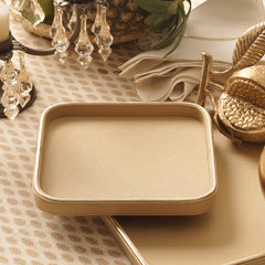 Gold Faux Leather Round Edge Platter - Small