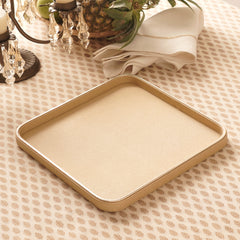 Gold Faux Leather Round Edge Platter - Large