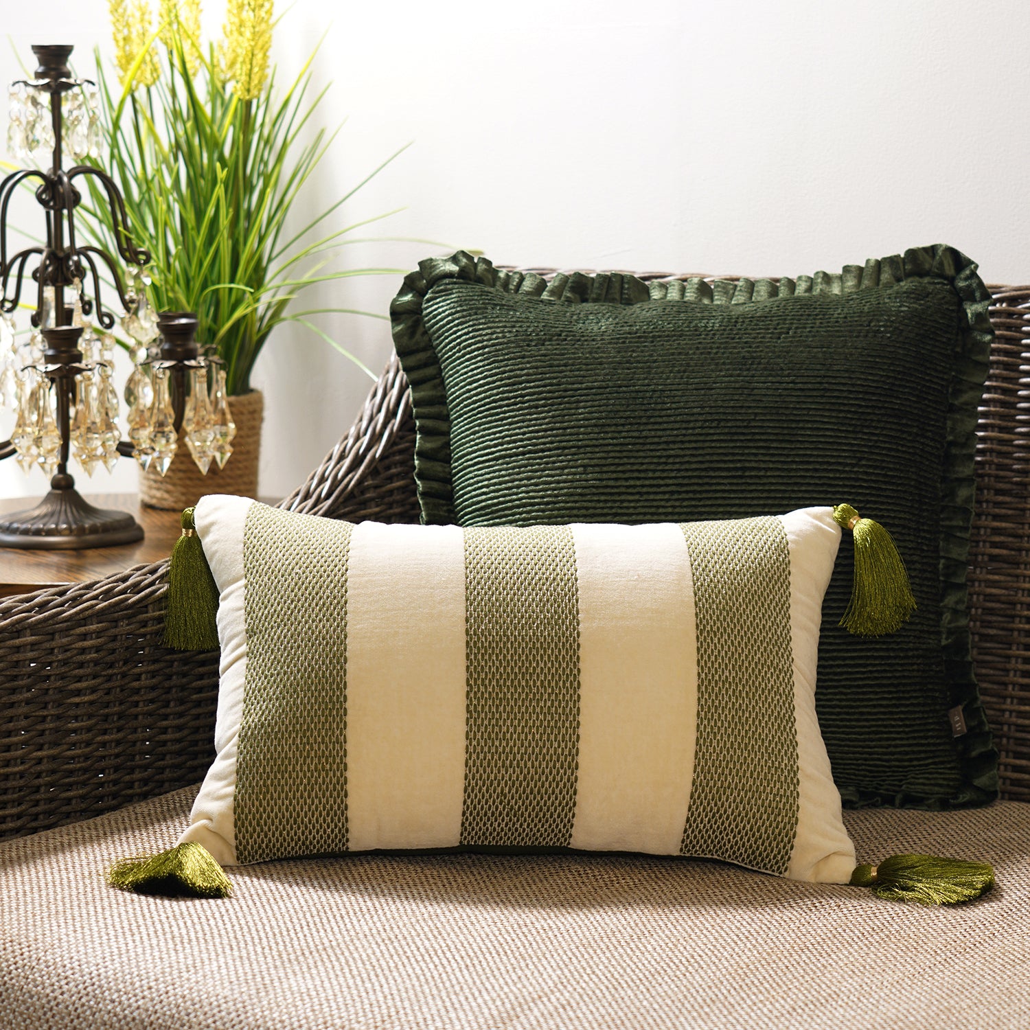 Shop Olive Stripe Cushion Cover - at Best Price Online in India