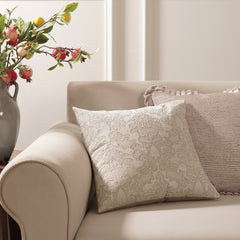 Cream Embroidered Square Cushion Cover