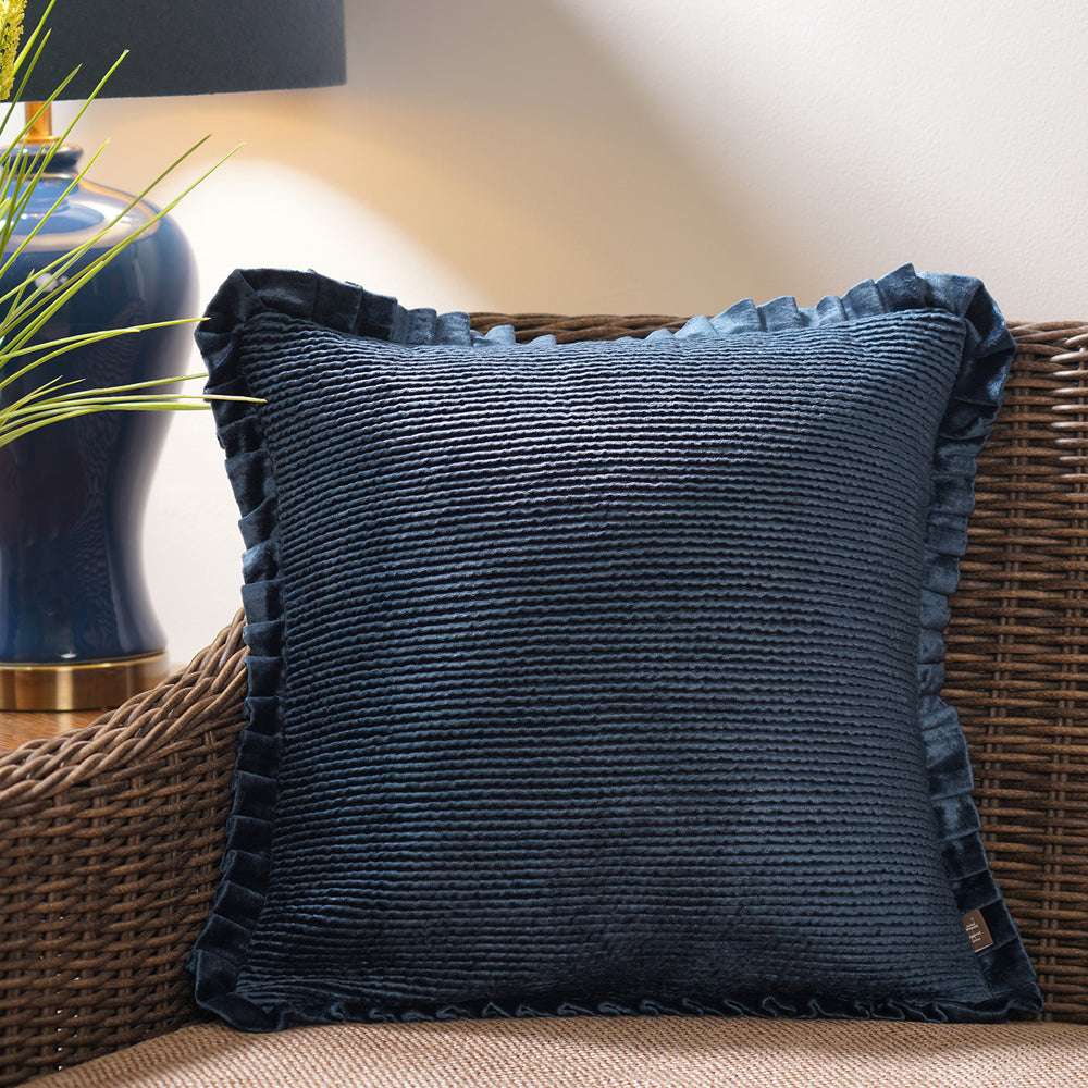 Navy Textured Square Cushion Cover