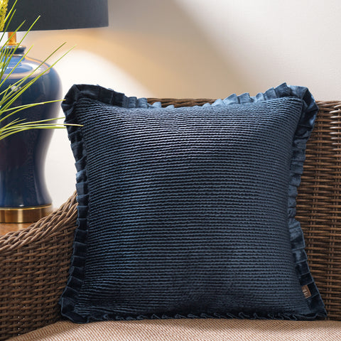 Navy Textured Square Cushion Cover