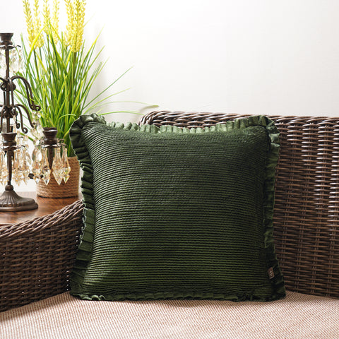 Green Textured Square Cushion Cover