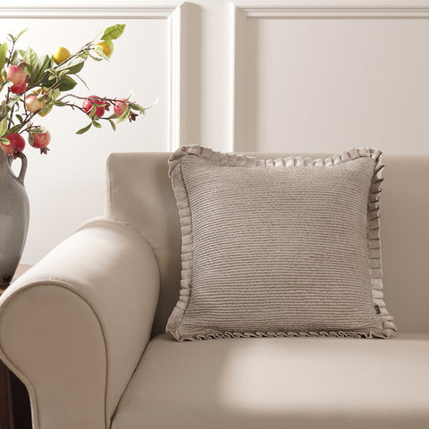 Beige Textured Square Cushion Cover