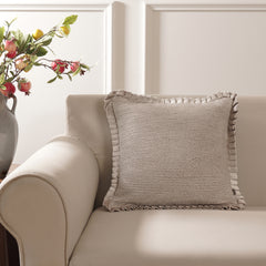 Beige Textured Square Cushion Cover