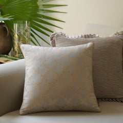 Ivory Chanderi Cushion Cover