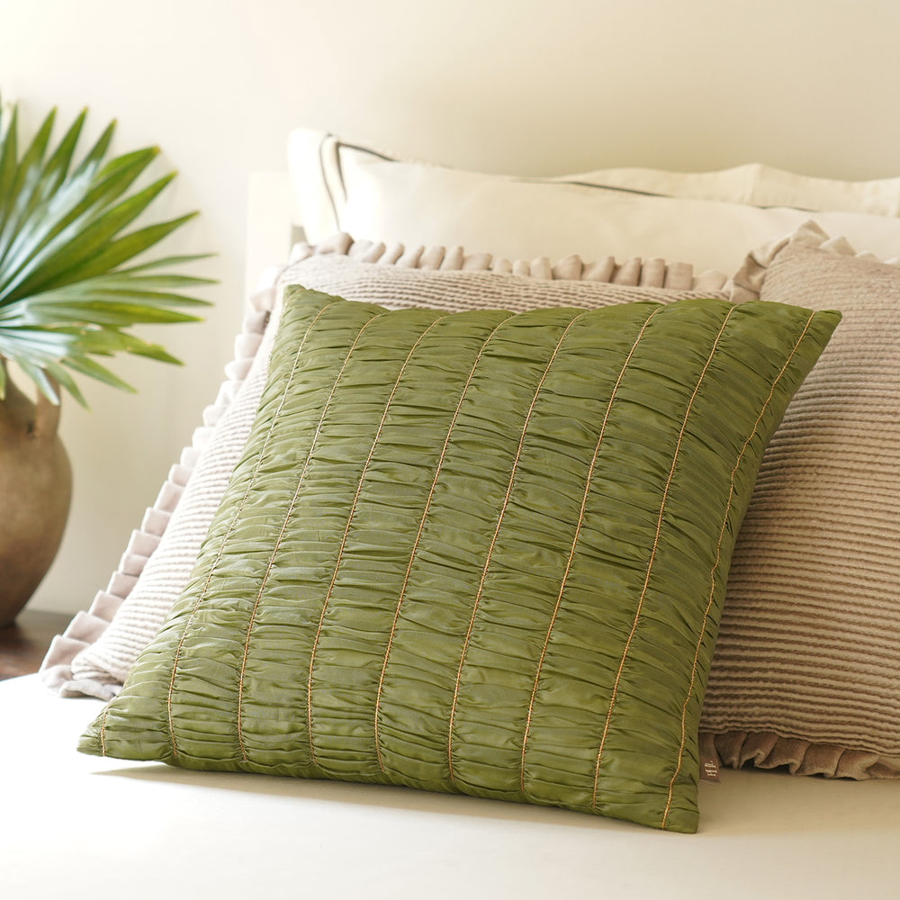 Green Textured Cushion Cover