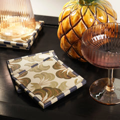 Set of 4 Blue Solene Faux Leather Coasters