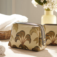 Blue Solene Faux Leather Vanity Pouch - Large