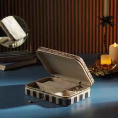 Blue Solene Rectangle Faux Leather Travel Jewellery Box