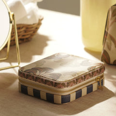 Blue Solene Square Faux Leather Travel Jewellery Box