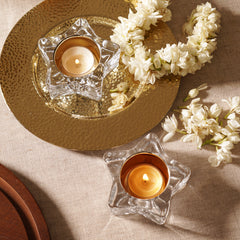 Set of 2 Clear Star Shaped Tealight Holders