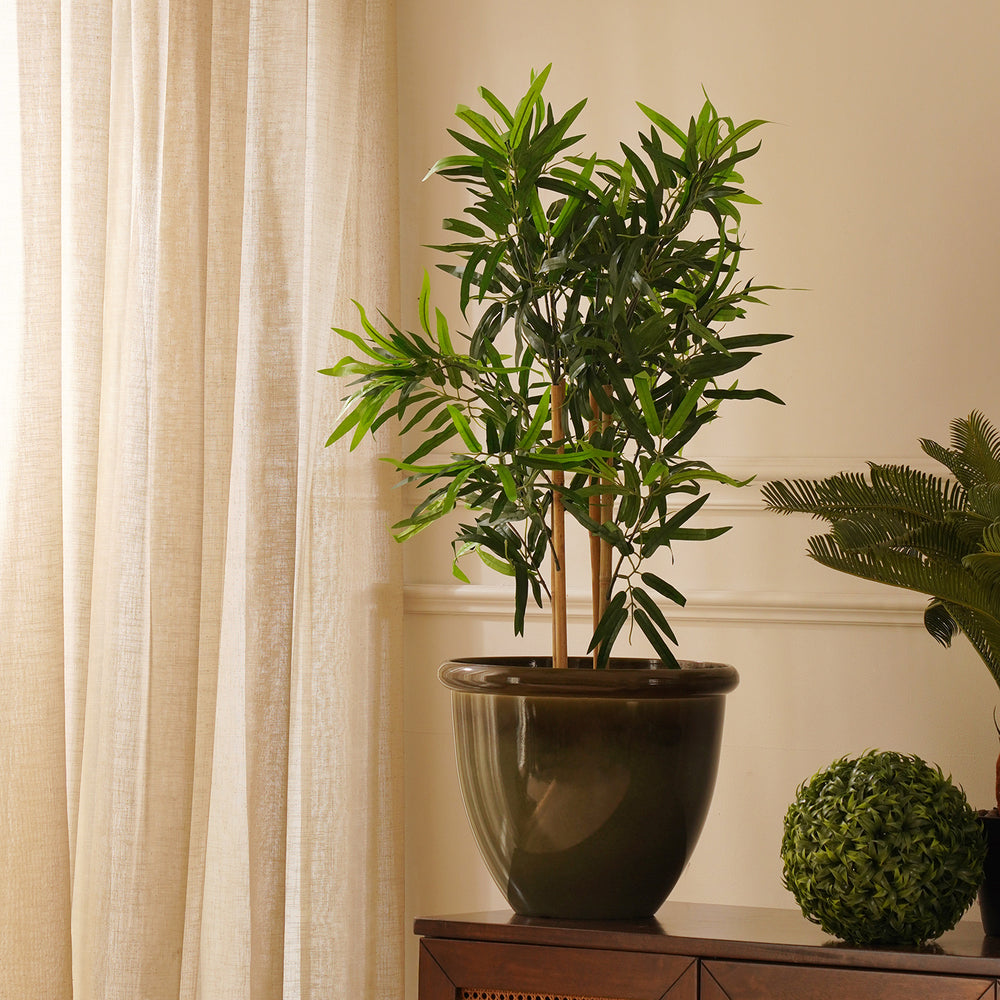 Green Faux Bamboo Potted Plant - Small