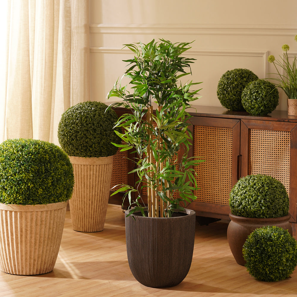 Green Faux Bamboo Potted Plant - Medium