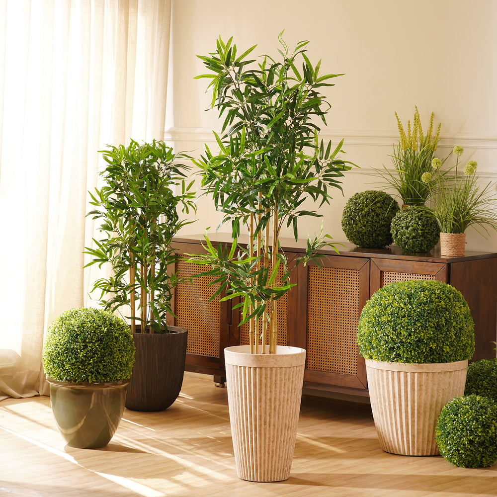Green Faux Bamboo Potted Plant - Large