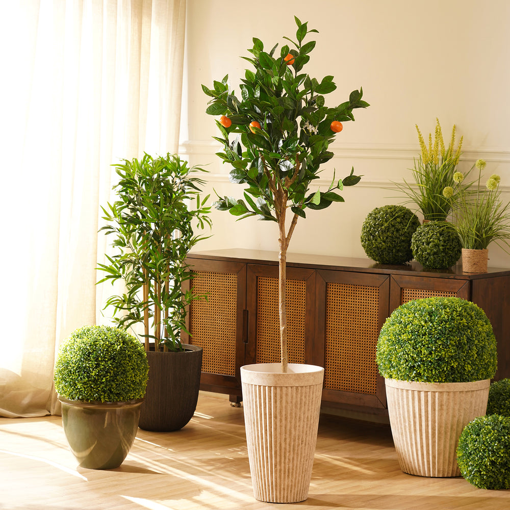 Green Orange  Faux Citrus Potted Plant - Large