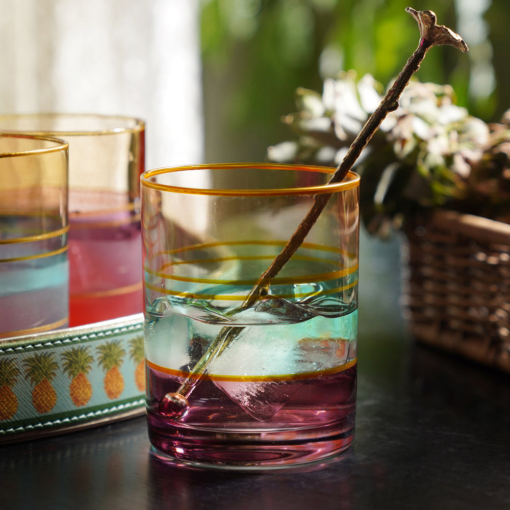 Set of 2 Pink Tri Coloured Drinking Glass